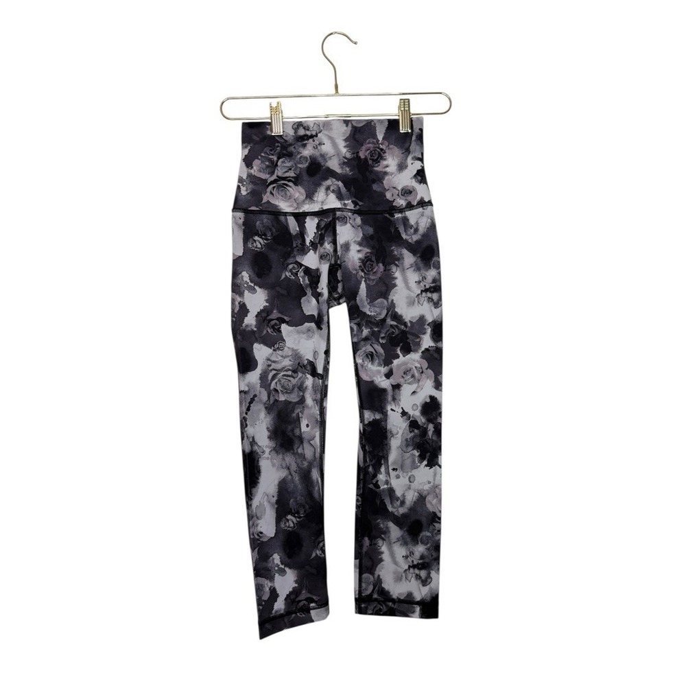 Lululemon Wunder Under Crop Obscurred Black Dusty Mauve Luxtreme Leggings Size 4